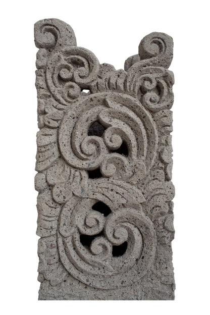 Grey Hand Carved Garden Column - Small