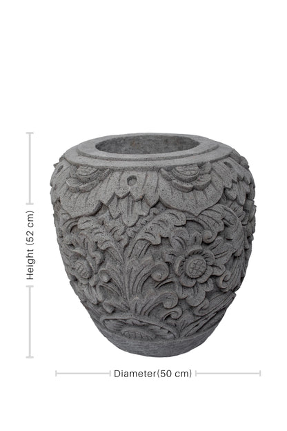 Tribal Floral Handcarved Planter