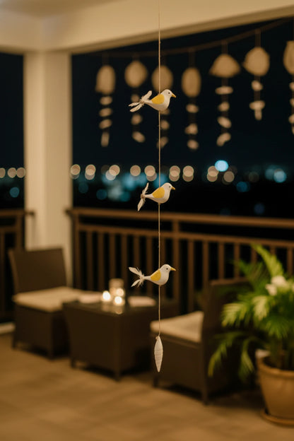 Humming birds in flight Yellow