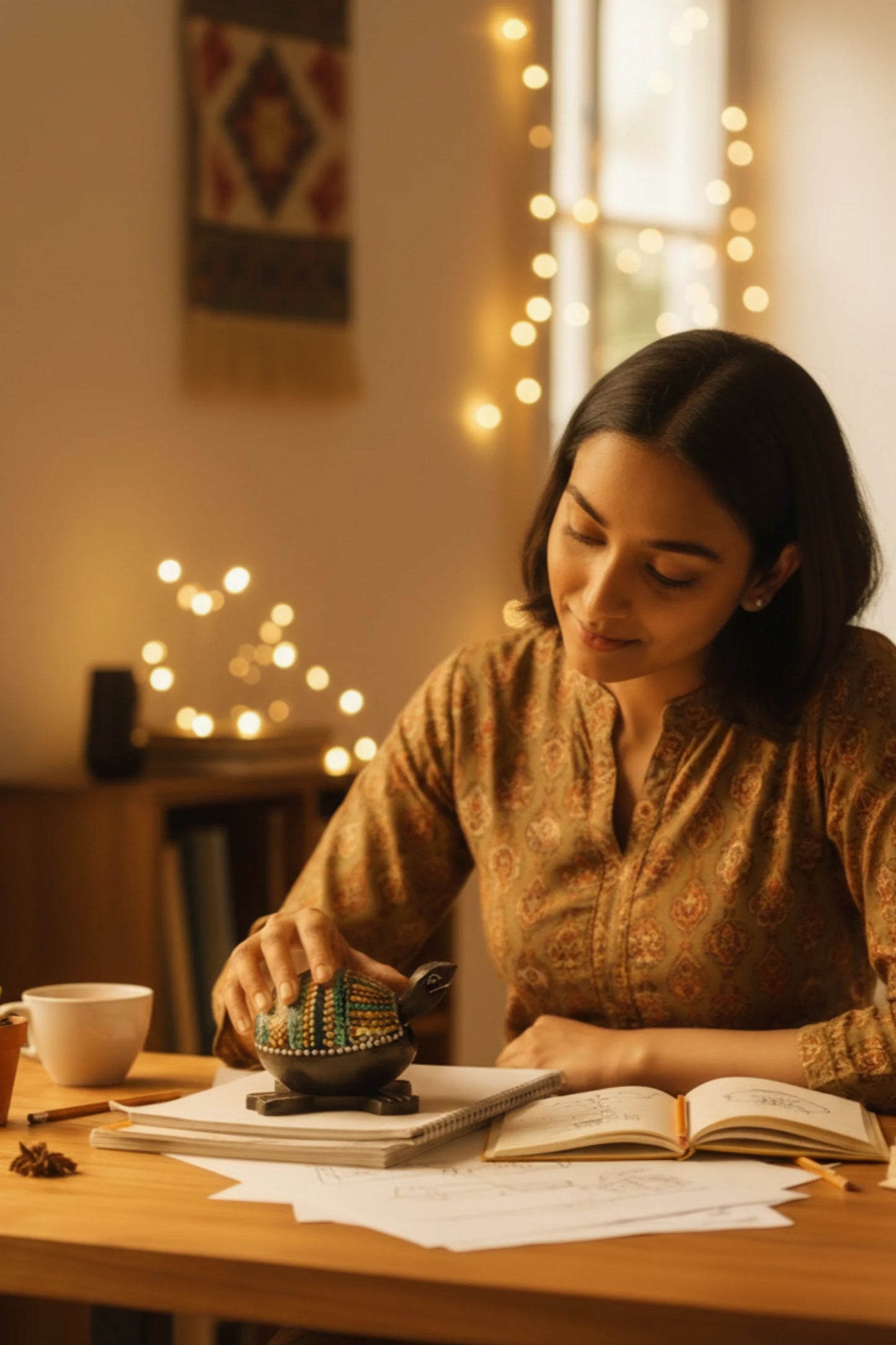 Aloha Coco Turtle with nodding head with tribal art