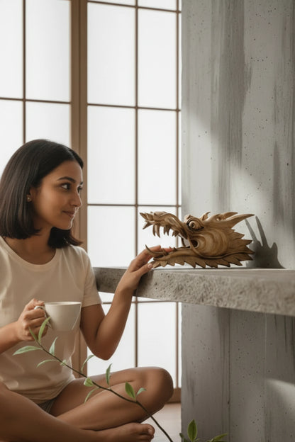 Kirtimukha Handcarved Guardian Dragon Head