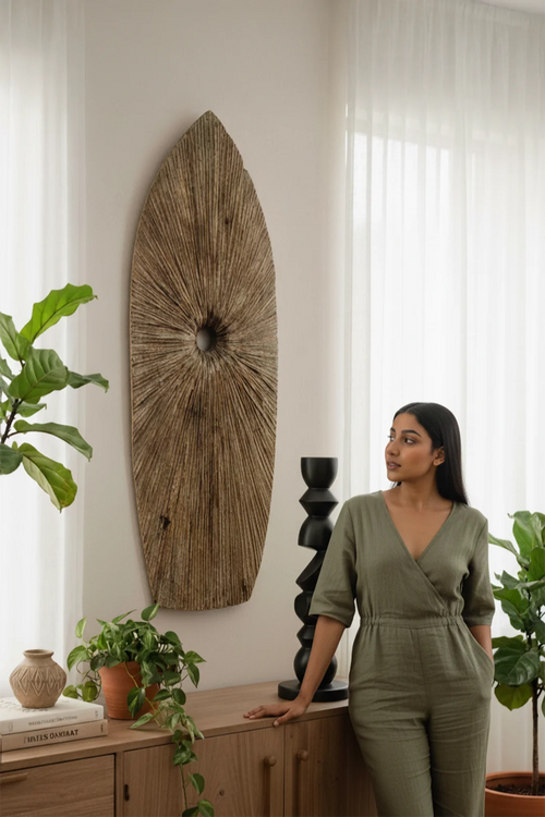 Antique Tribal Warrior Hand Carved Shield - Style 01