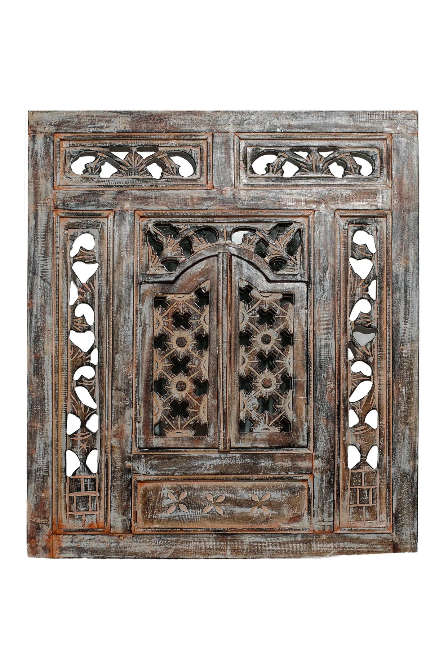 Hand Carved Wooden Rustic Mirror Frame - Style 2 - Antique Finish