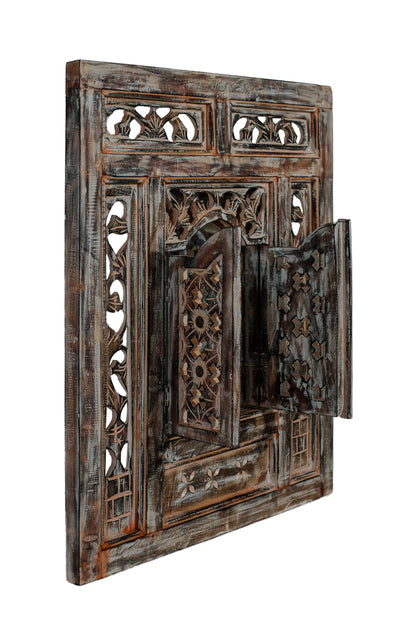 Hand Carved Wooden Rustic Mirror Frame - Style 2 - Antique Finish