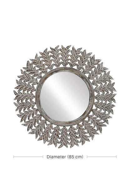 Hand Carved Wooden Contemperory Round Mirror Frame - Style 6