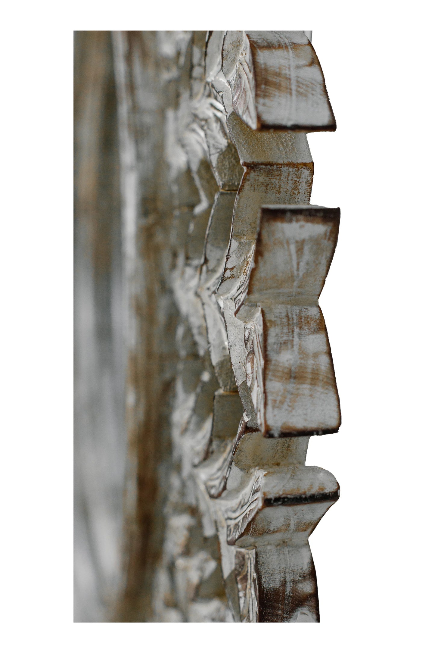 Hand Carved Wooden Contemperory Round Mirror Frame - Style 6