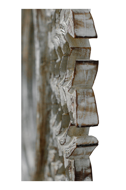 Hand Carved Wooden Contemperory Round Mirror Frame - Style 6