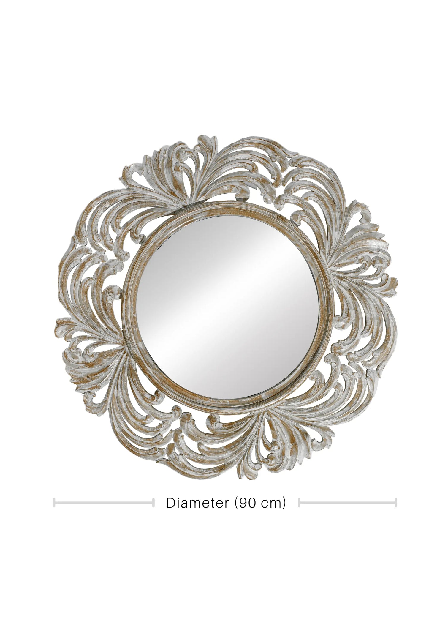 Hand Carved Wooden Contemperory Round Mirror Frame - Style 7