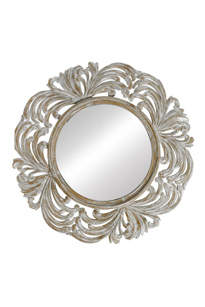 Hand Carved Wooden Contemperory Round Mirror Frame - Style 7