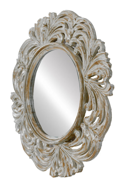 Hand Carved Wooden Contemperory Round Mirror Frame - Style 7