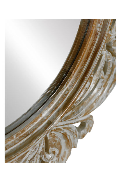 Hand Carved Wooden Contemperory Round Mirror Frame - Style 7