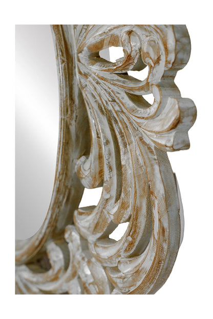 Hand Carved Wooden Contemperory Round Mirror Frame - Style 7
