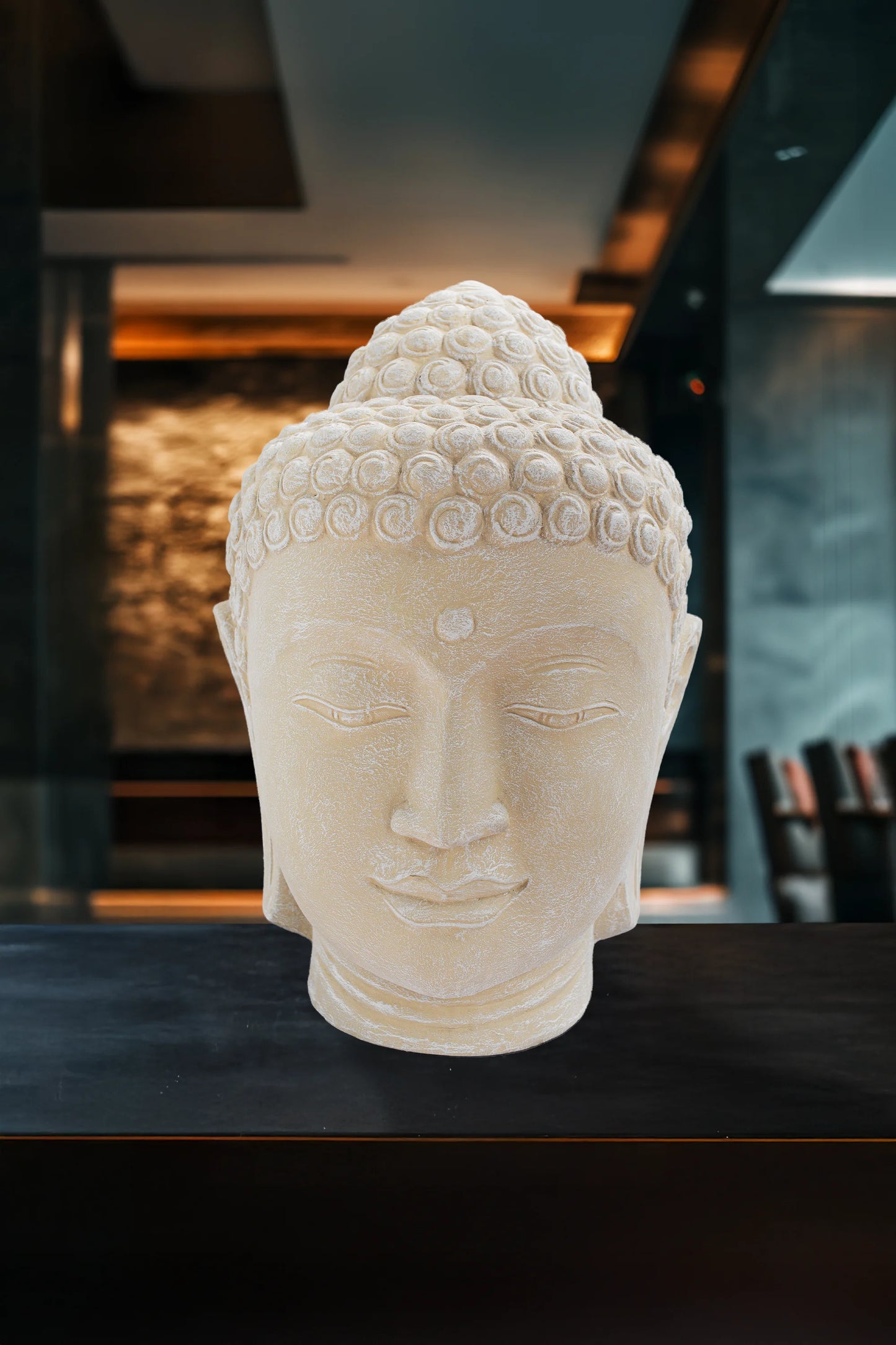 Buddha Head Statue - White Antique- Style 03