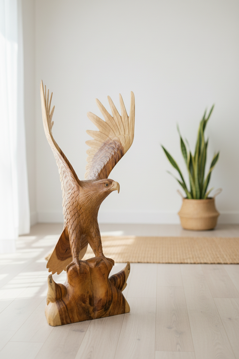 Intricate Handcarved Majestic Eagle Statue