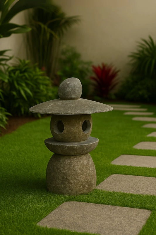 Hand Sculpted Natural Stone Pathway Lamp - Style 2