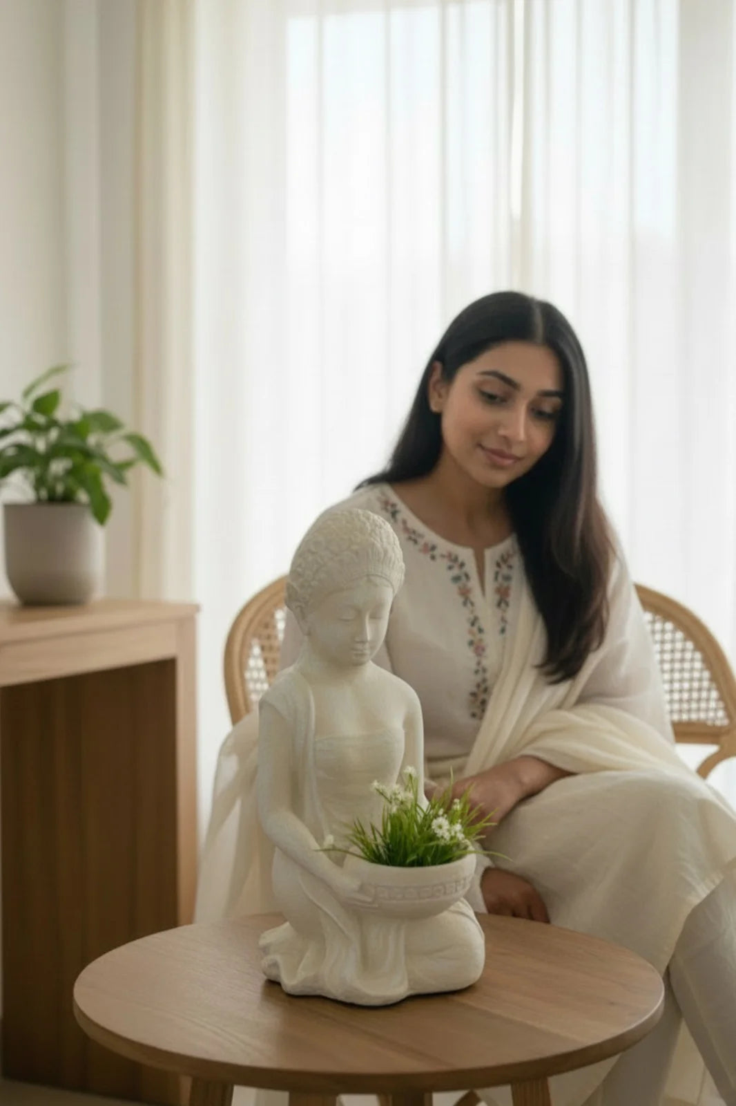 Young Indonesian Lady With Planter Bowl