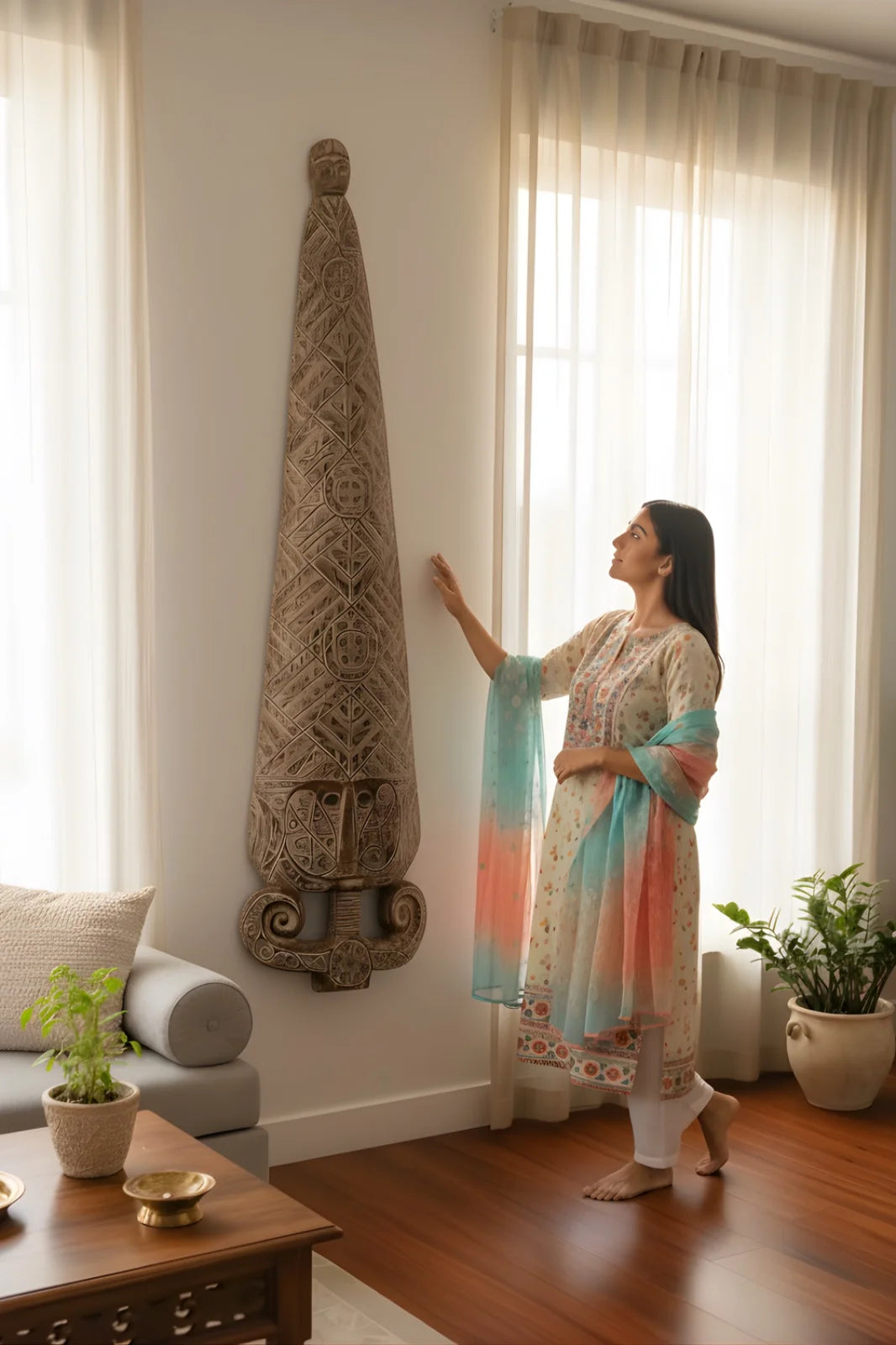 Antique Timor Warrior King Statue - Large - Style 03