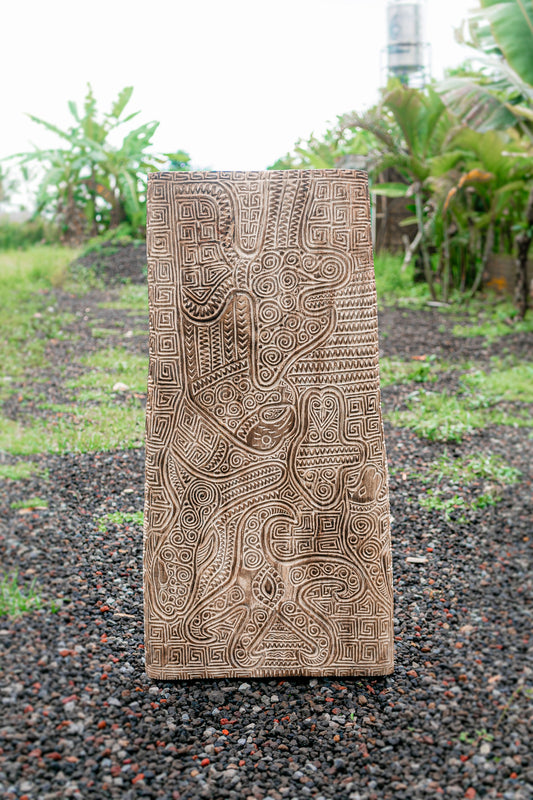 Intricate Tribal Hand Carved Wall Panel - Medium