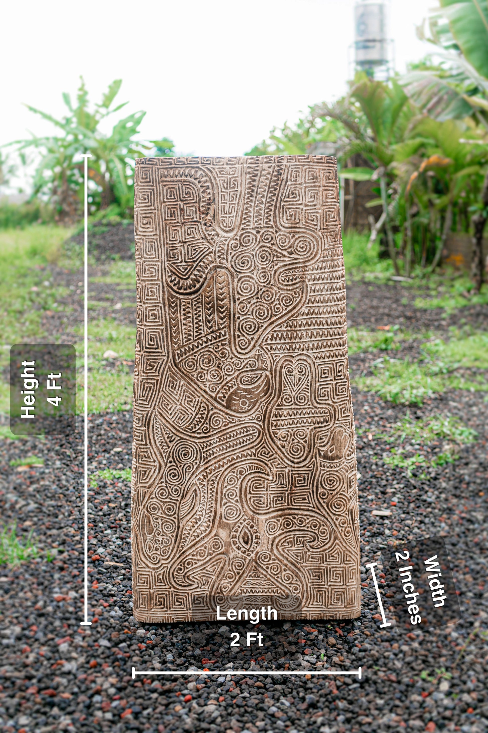 Intricate Tribal Hand Carved Wall Panel - Medium