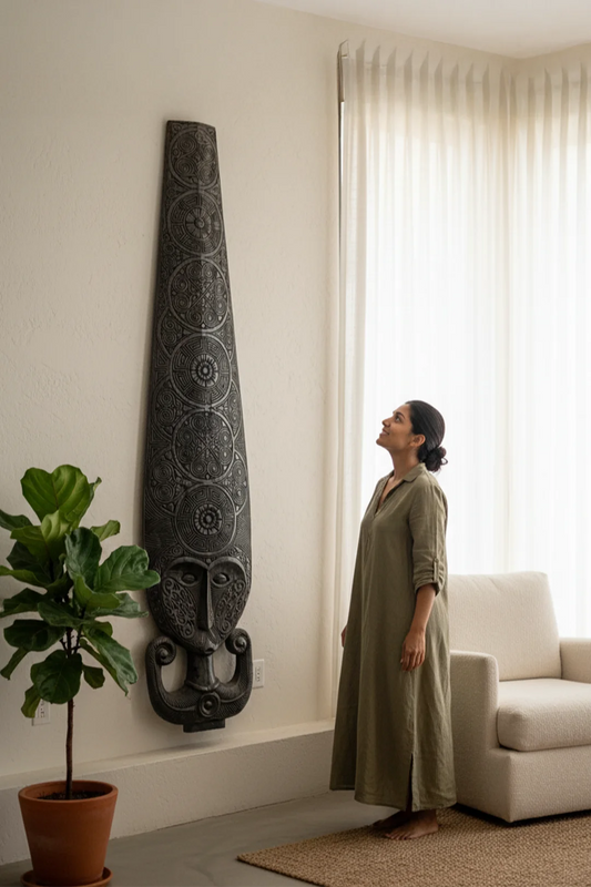 Intricate Carving Timor Warrior Mask - Extra Large