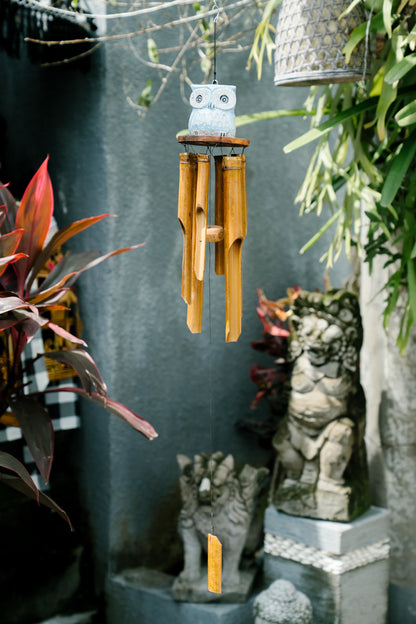 Enchanted owl bamboo wind chime