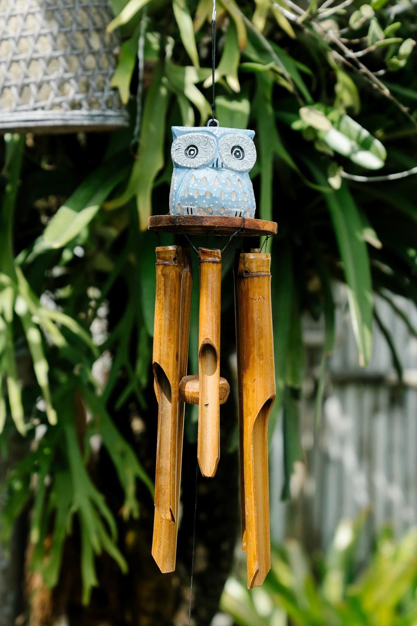 Enchanted owl bamboo wind chime
