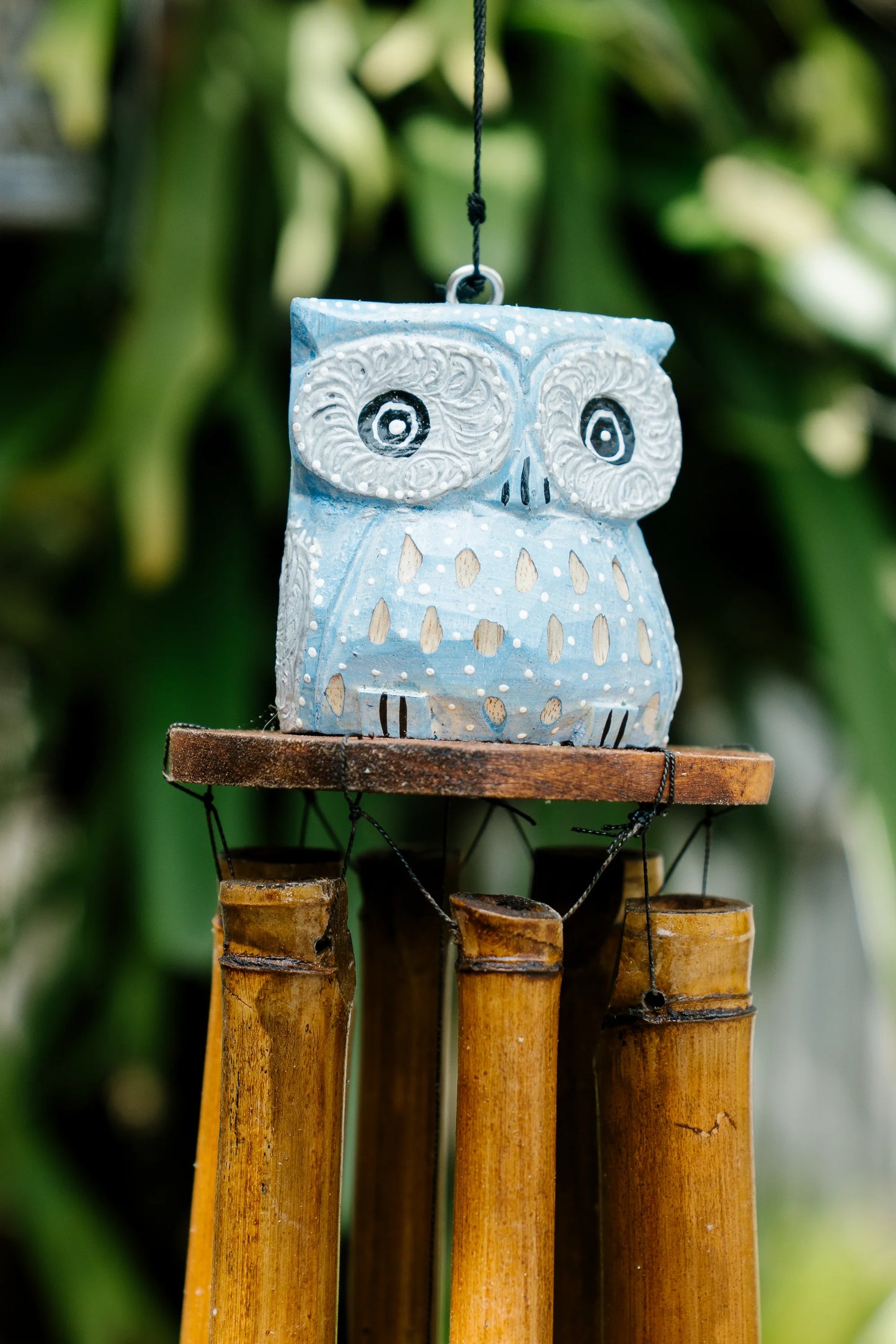 Enchanted owl bamboo wind chime