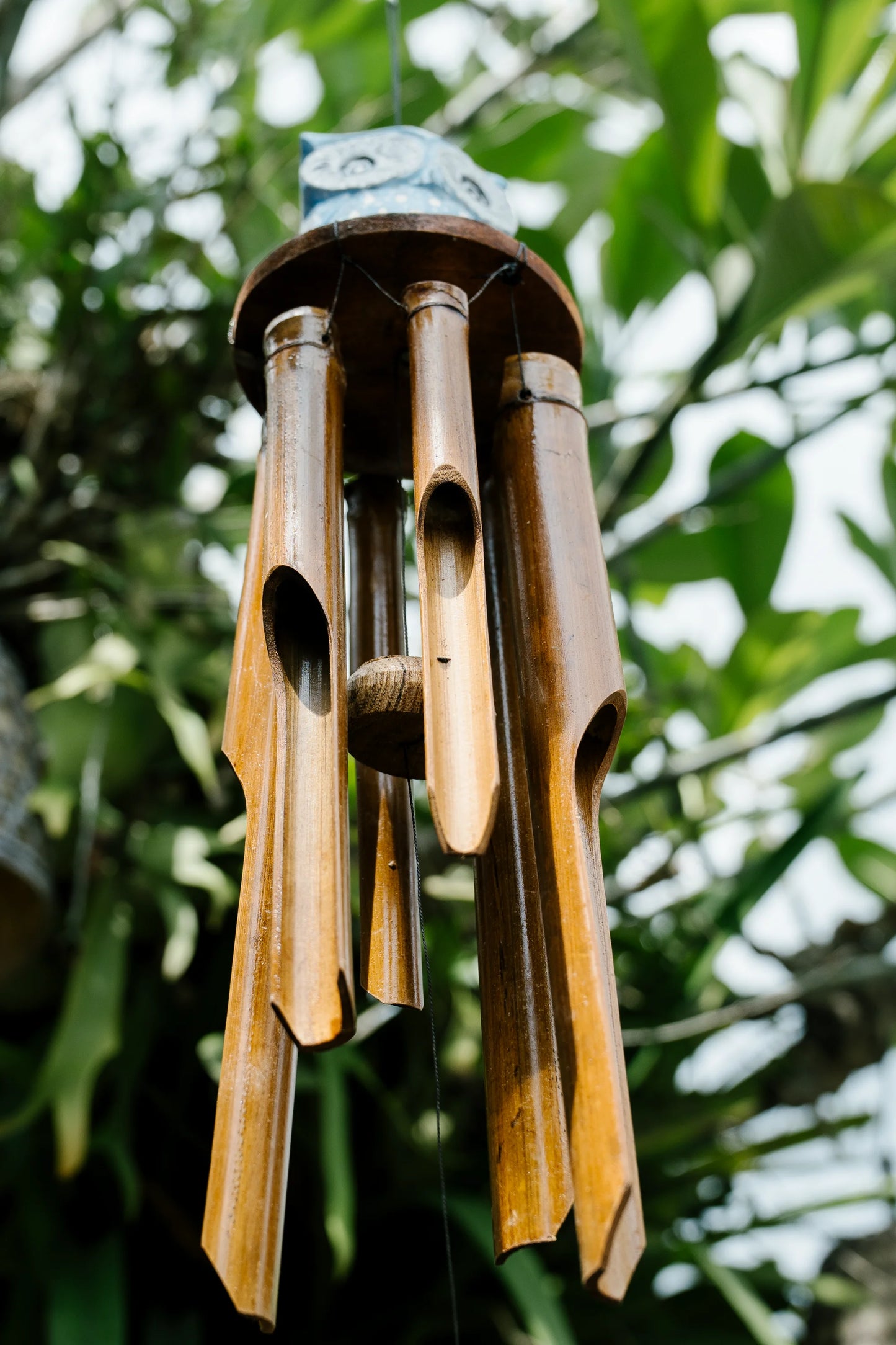 Enchanted owl bamboo wind chime