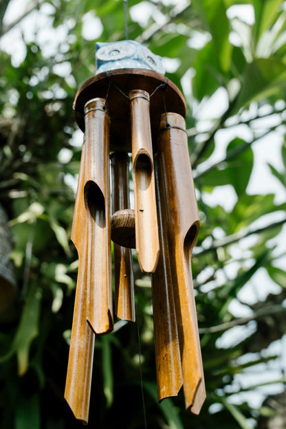 Enchanted owl bamboo wind chime