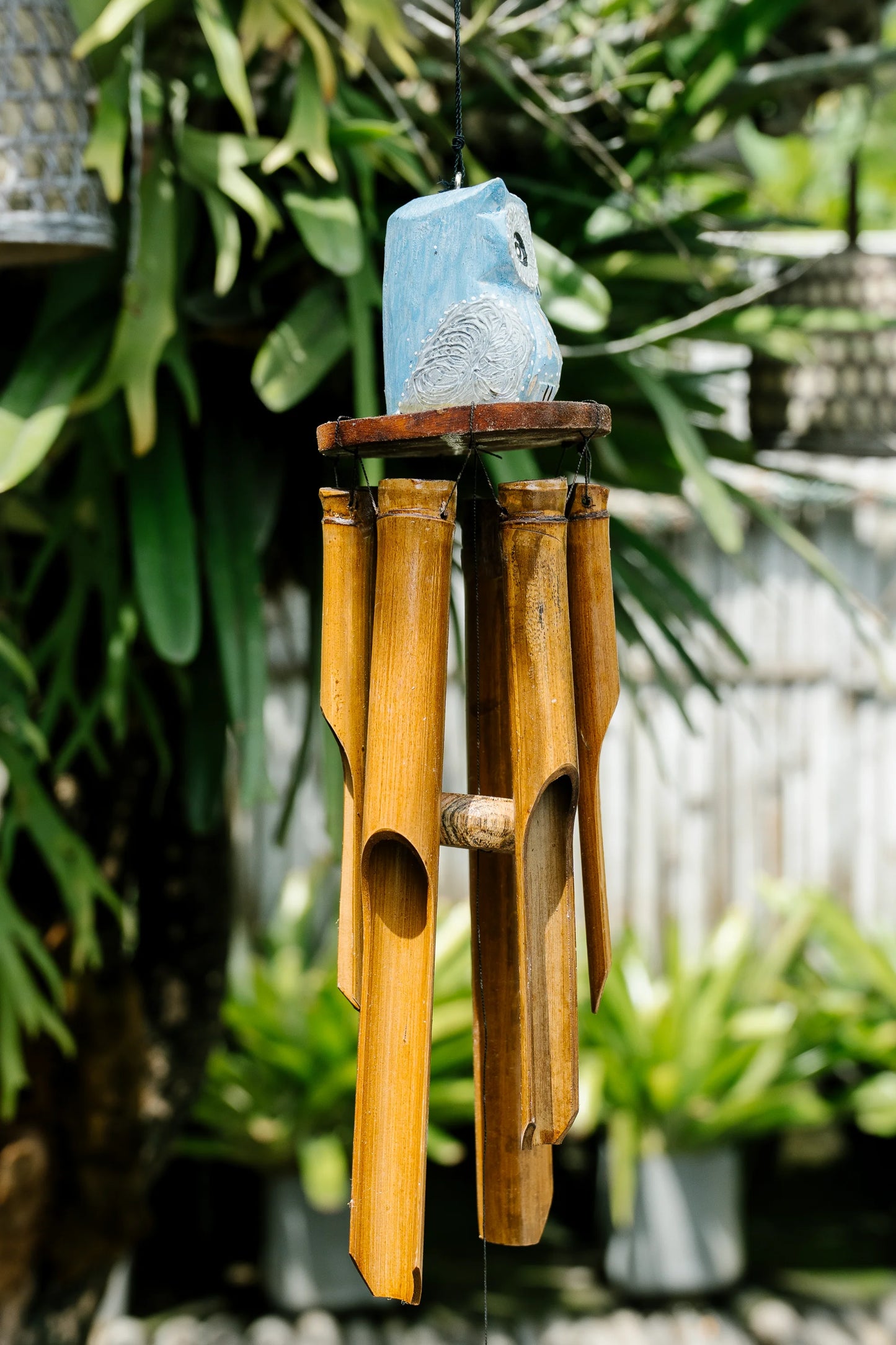 Enchanted owl bamboo wind chime