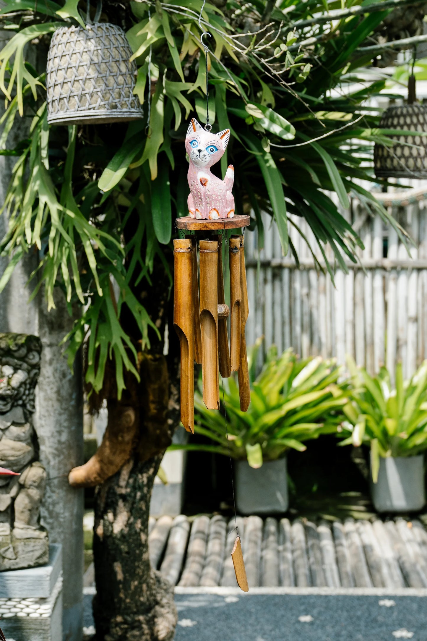 Happy Pussy bamboo wind chime