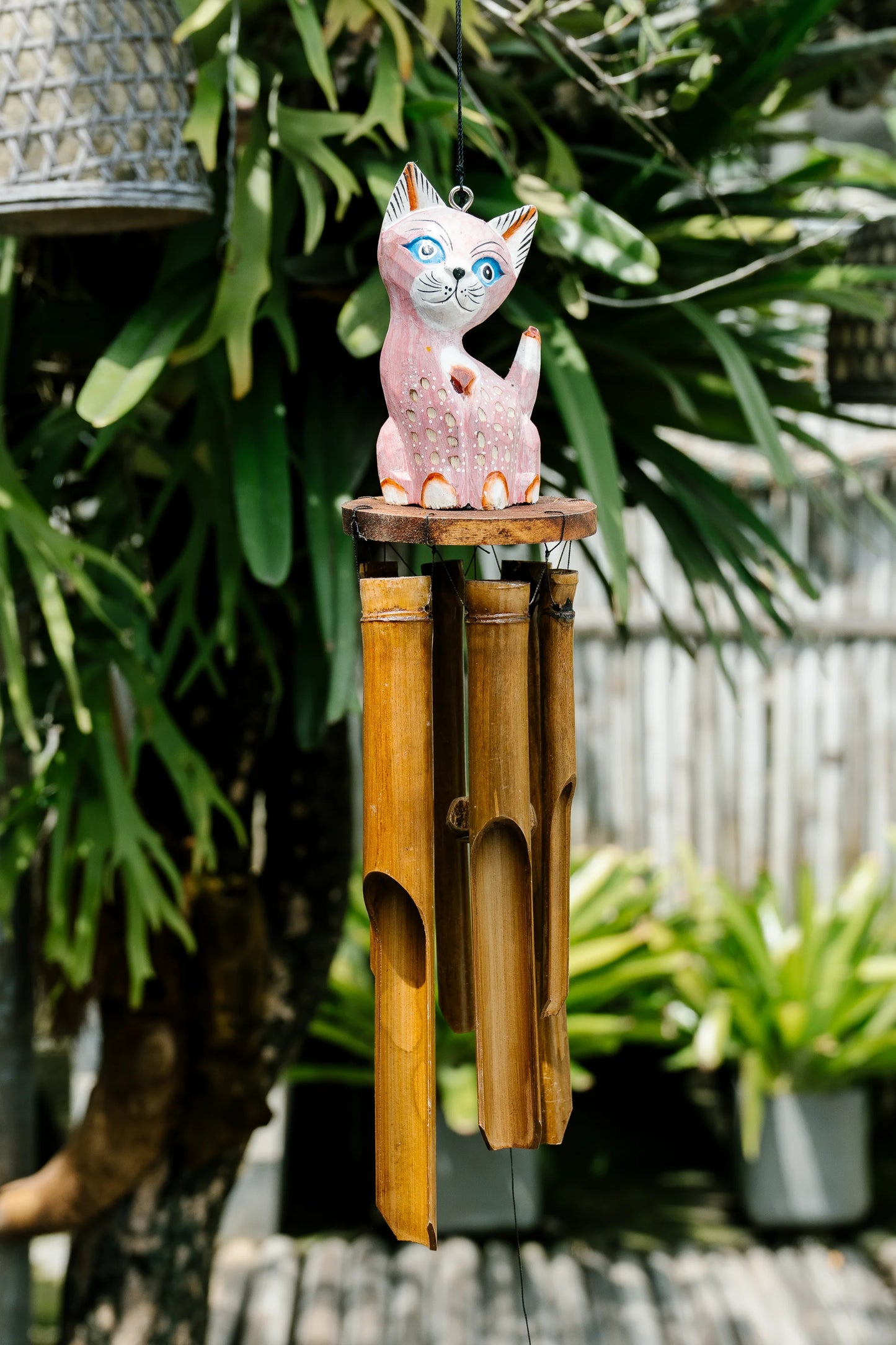 Happy Pussy bamboo wind chime