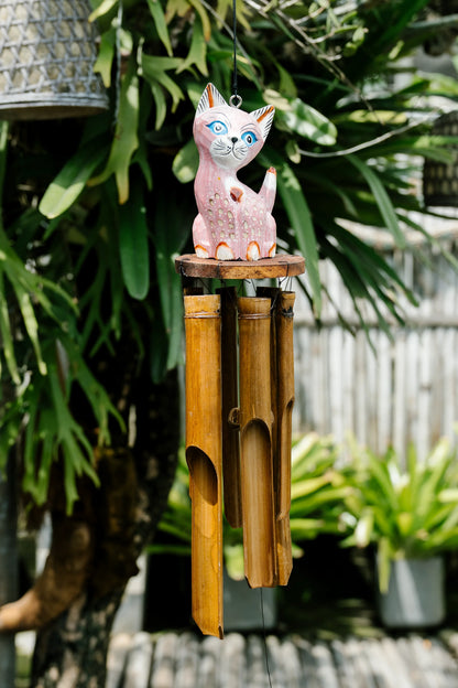 Happy Pussy bamboo wind chime