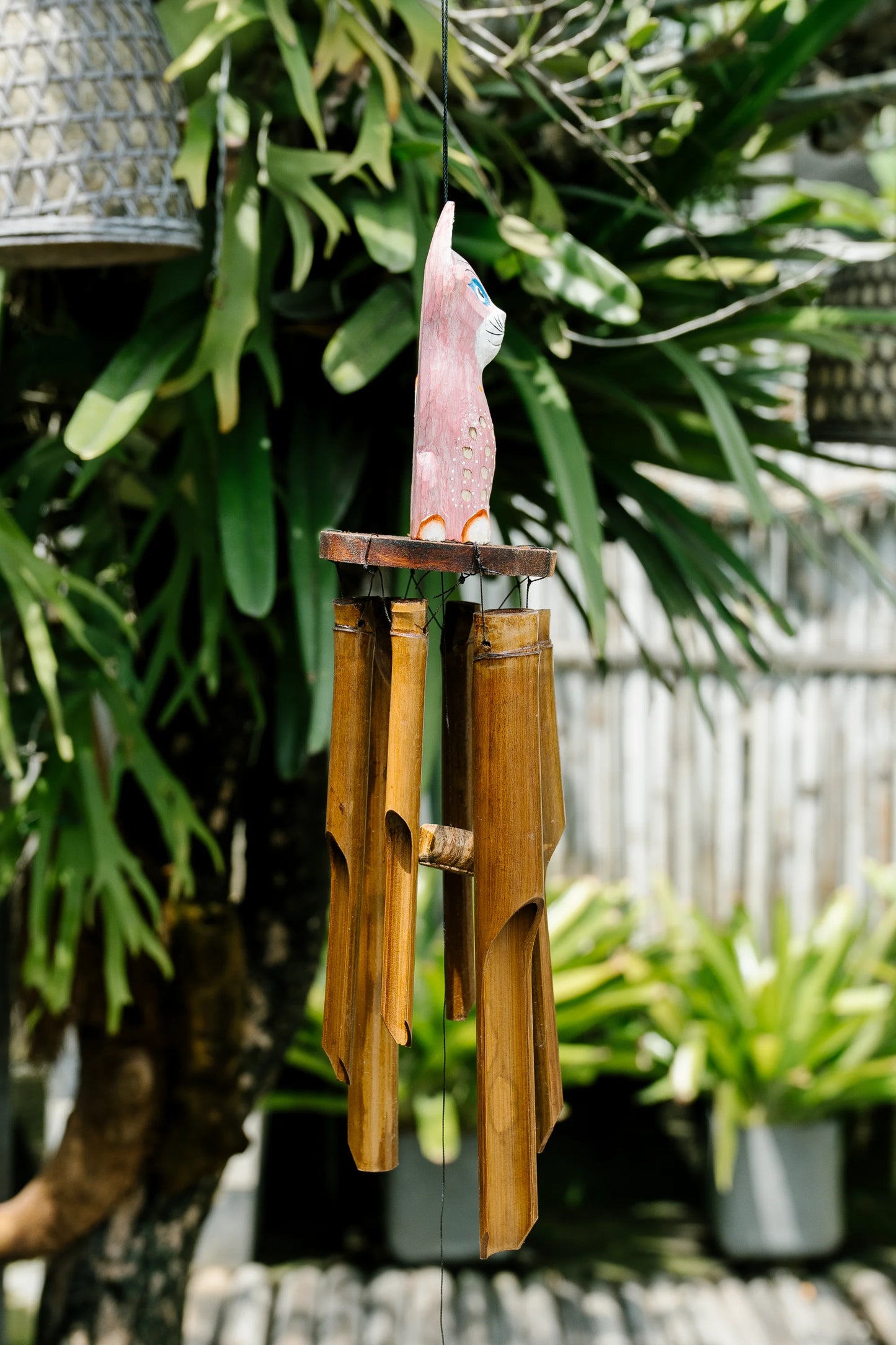 Happy Pussy bamboo wind chime