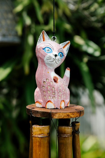 Happy Pussy bamboo wind chime