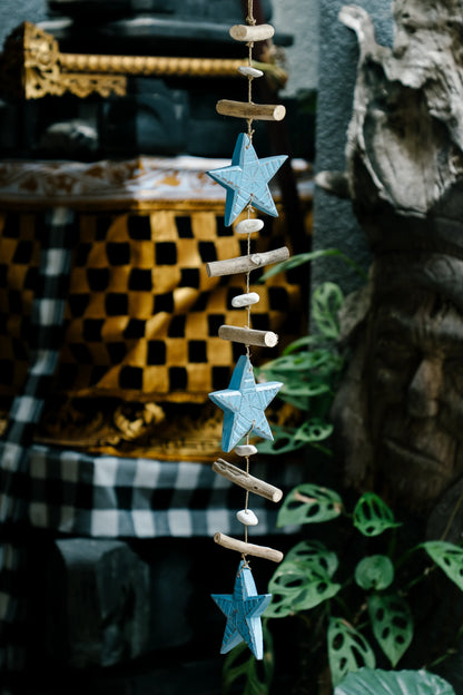 Nature's Serenity Hanging Stars Décor Aqua Blue