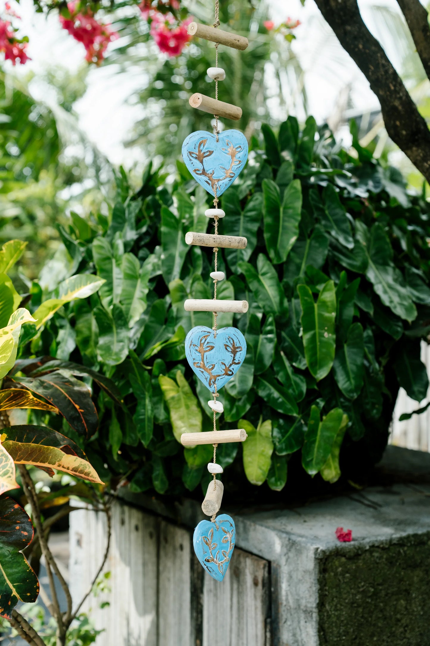 Hanging heartstrings of love Aqua Blue