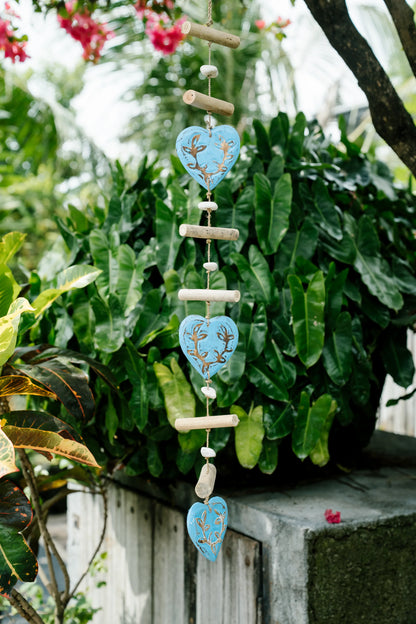Hanging heartstrings of love Aqua Blue