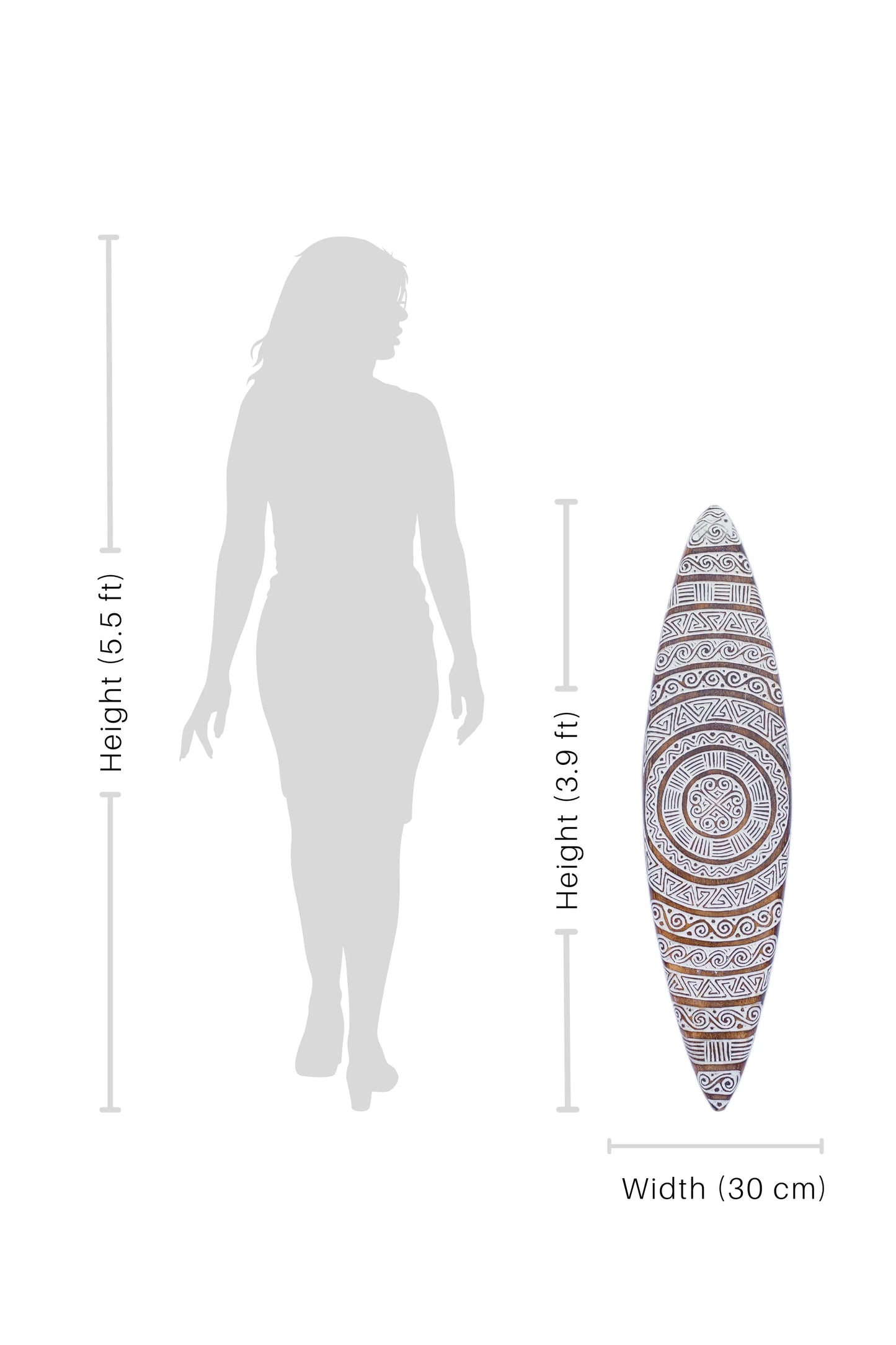 Tribal Carved Surfboard Wall Decor - Style 1