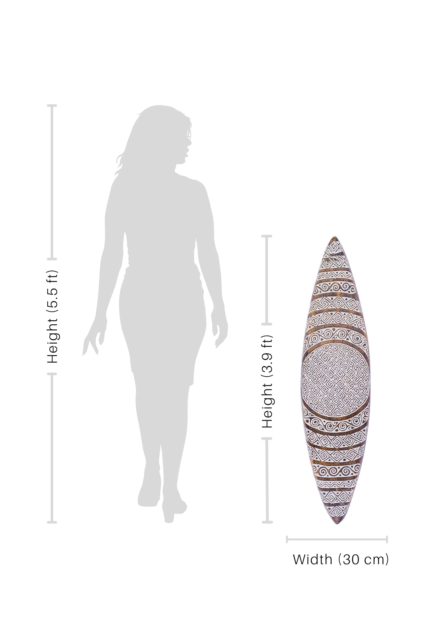 Tribal Carved Surfboard Wall Decor - Style 6