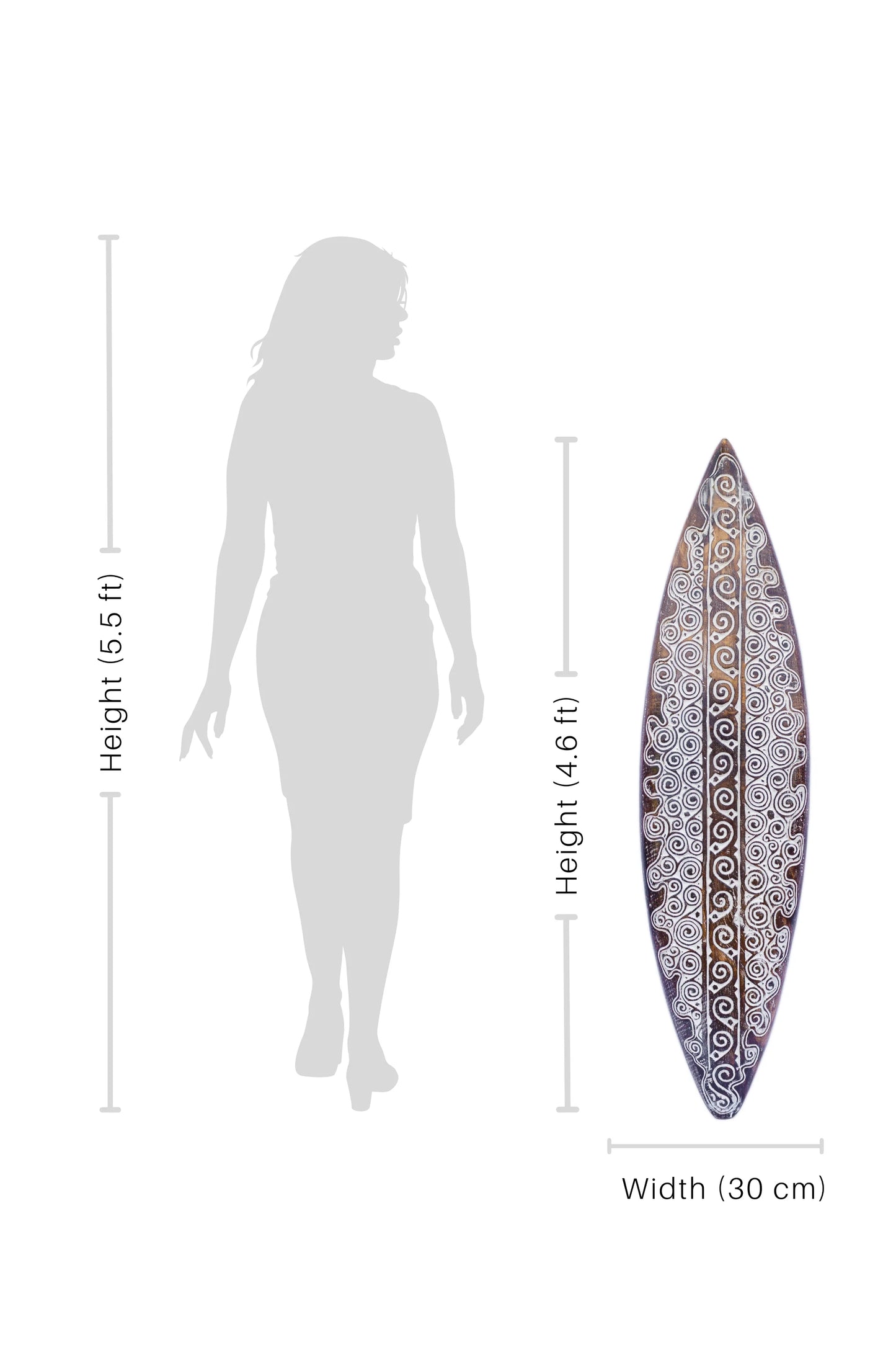Tribal Carved Surfboard Wall Decor - Style 3