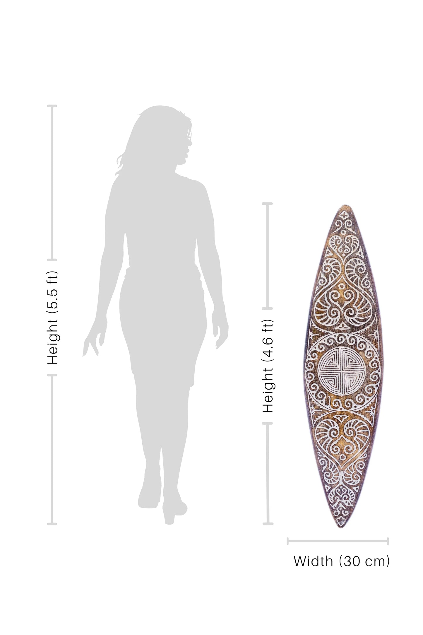 Tribal Carved Surfboard Wall Decor - Style 10