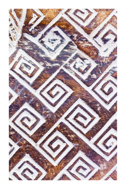 Intricate Tribal Hand Carved Natural Wooden Panel - Large - Style 2