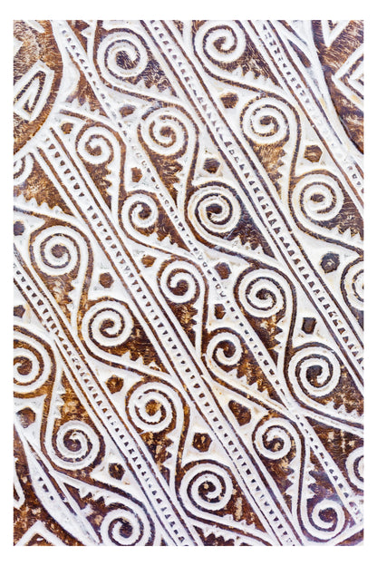 Intricate Tribal Hand Carved Natural Wooden Panel - Large - Style 2