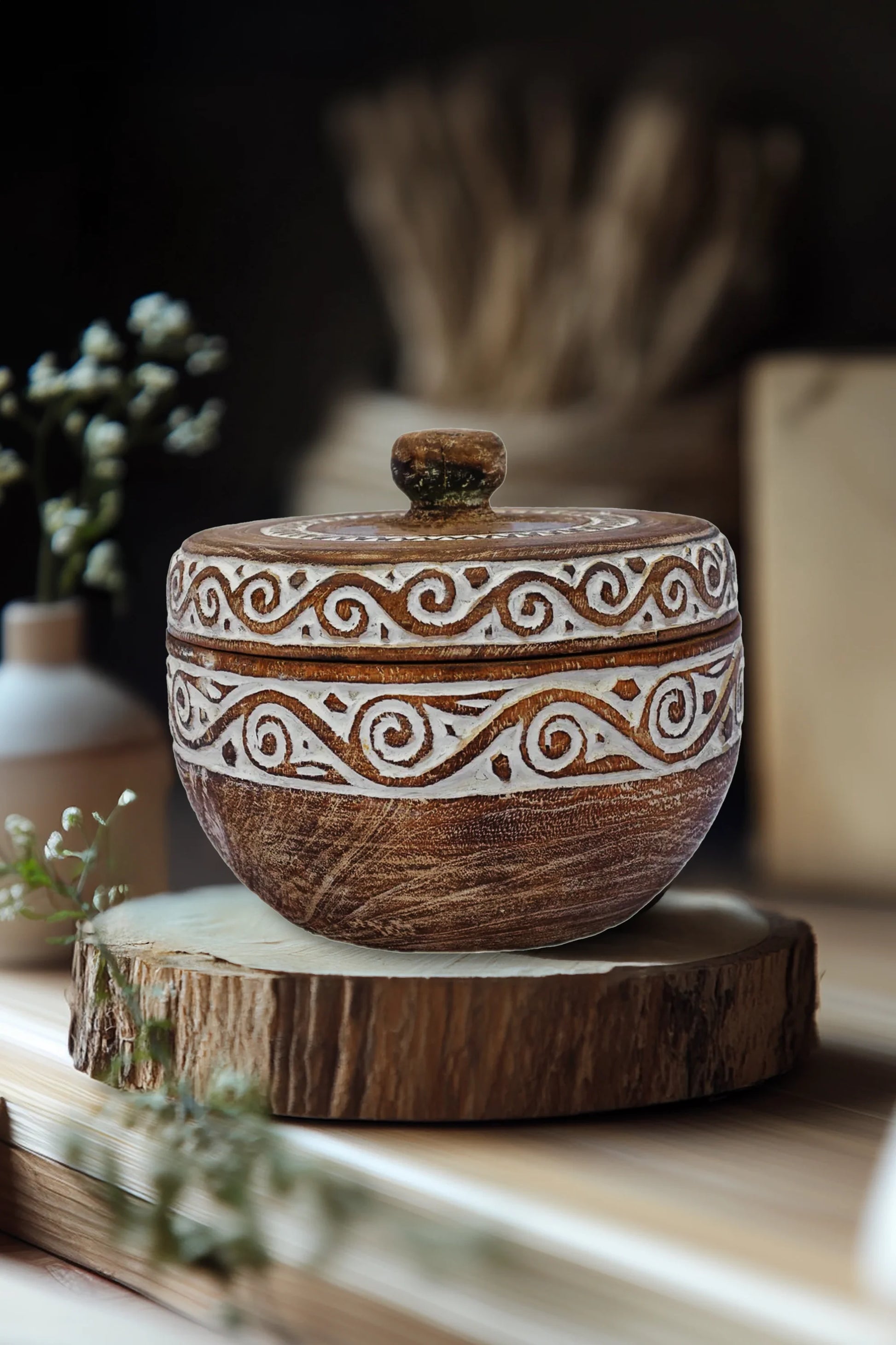 Hand Carved Timor Tribal Bowl – Style 5