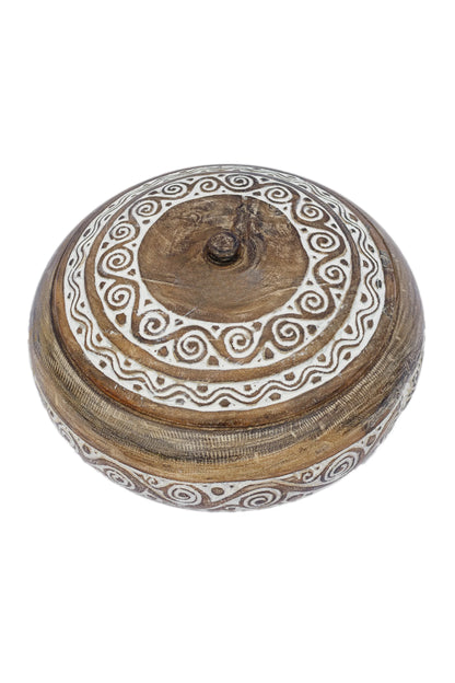 Tribal Hand Carved Timor Style Wooden Bowls With Lids - Style 1