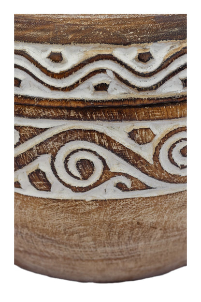 Tribal Hand Carved Timor Style Wooden Bowls With Lids - Style 1