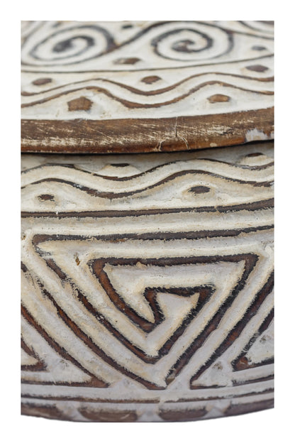 Tribal Hand Carved Timor Style Wooden Bowls With Lids - Style 8