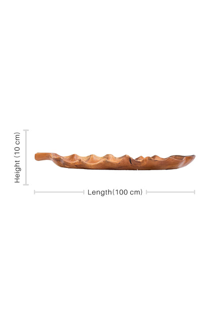 Hand Carved Single Piece Wood Natural Leaf Decor - Style 06