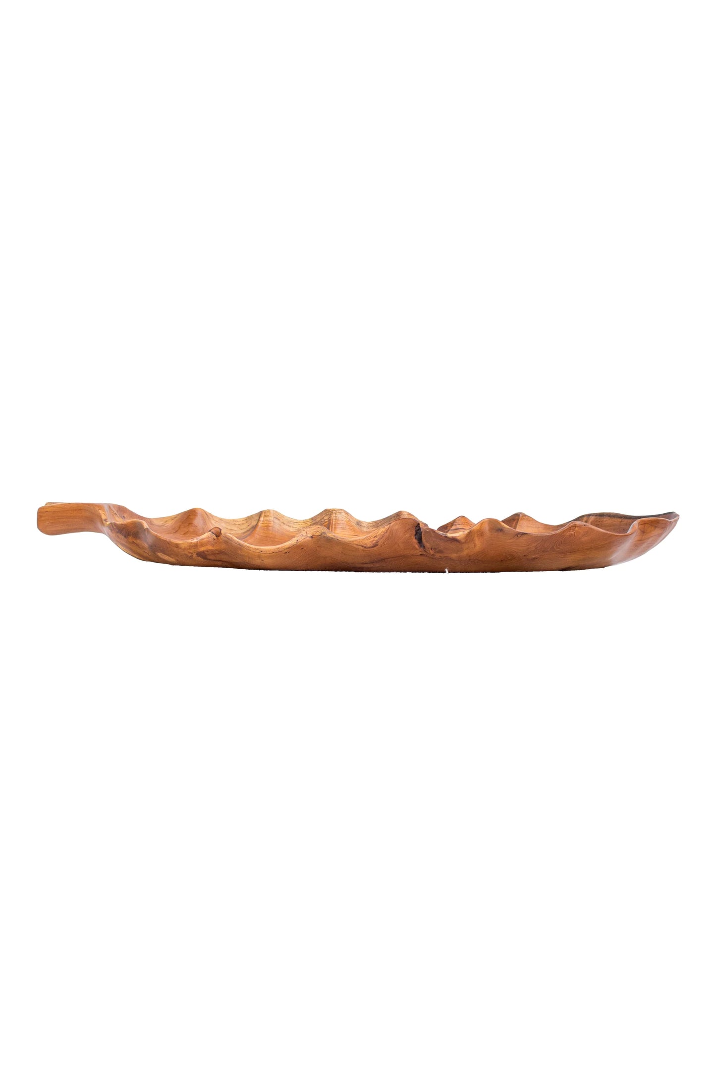 Hand Carved Single Piece Wood Natural Leaf Decor - Style 06